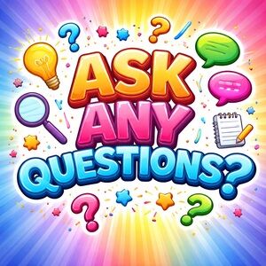 Multicolor 'Ask Any Questions?' Party Poster - Vibrant Home Party Decor